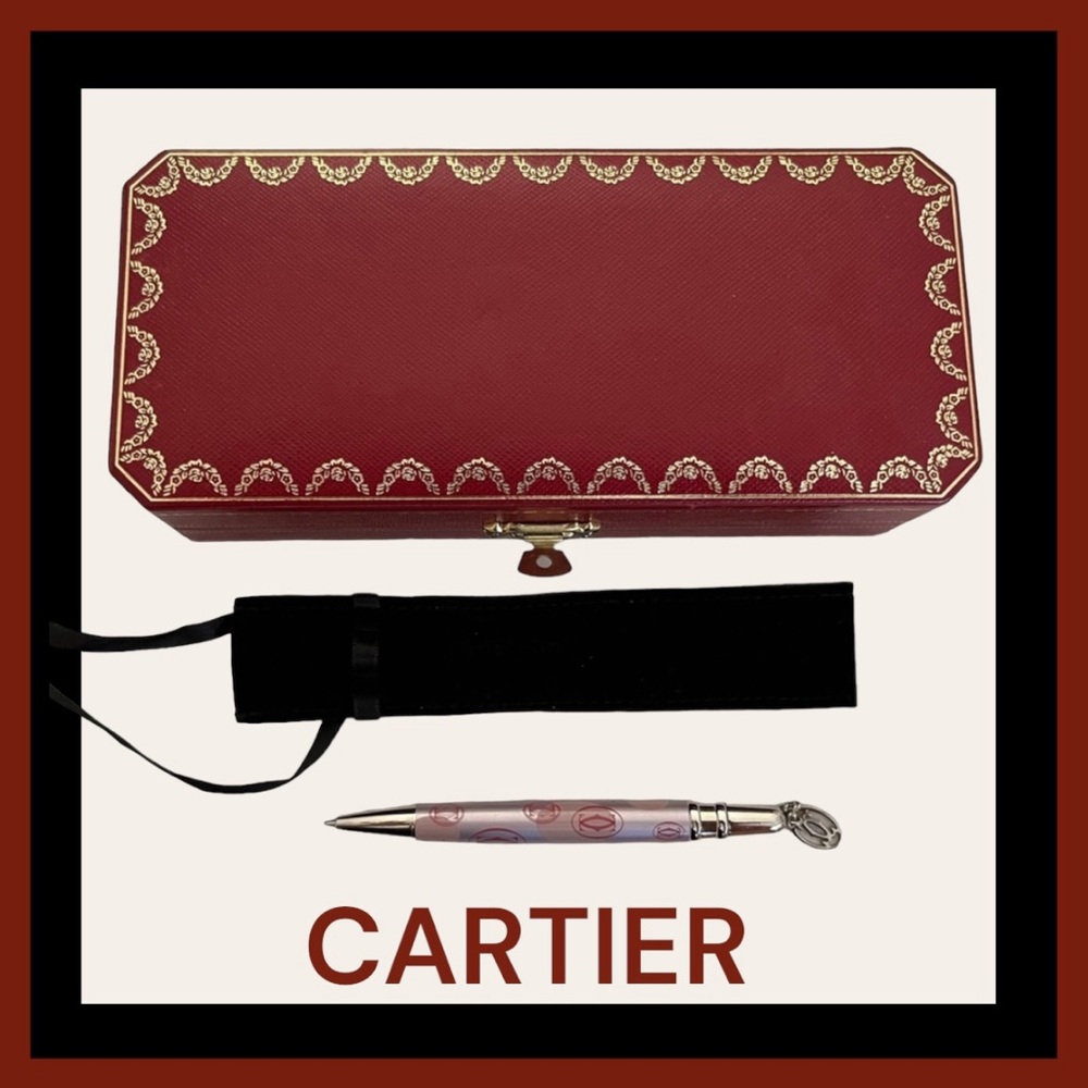CARTIER VINTAGE RARE PEN LOGO PINK in BOX Gift 🎁